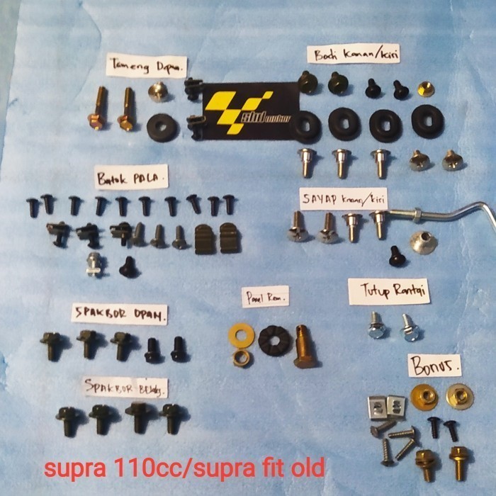 baut lengkap bodi  motor honda supra fit lama