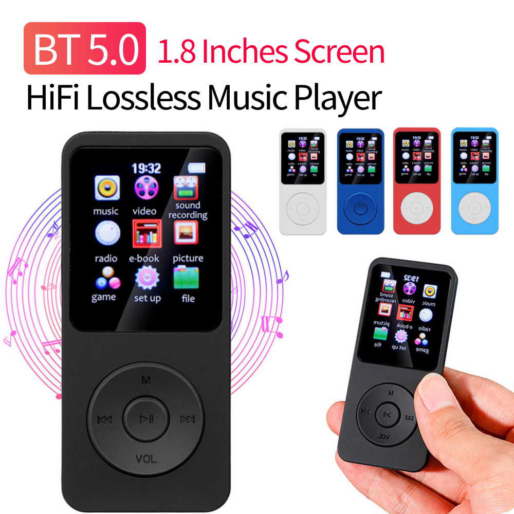 1.8 In MP3 Player Type-C Portable Walkmen Bluetooth 5.0 Compatible E-Books Recording Sports FM Radio