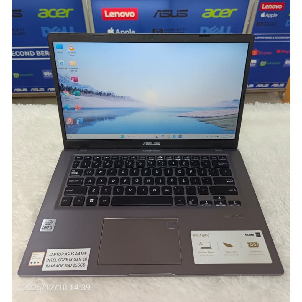 Laptop Asus A416F Core i3 gen 10 RAM 4 GB SSD 256 GB MULUS SIAP PAKAI