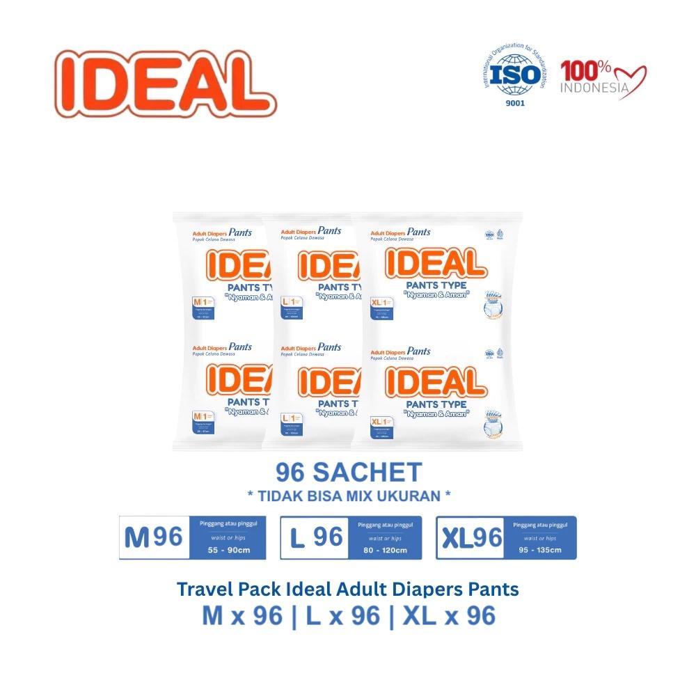 IDEAL Popok Dewasa Tipe Celana Renceng 96 Sachet M L XL | Adult Diapers Pants Anti Bocor Anti Ruam