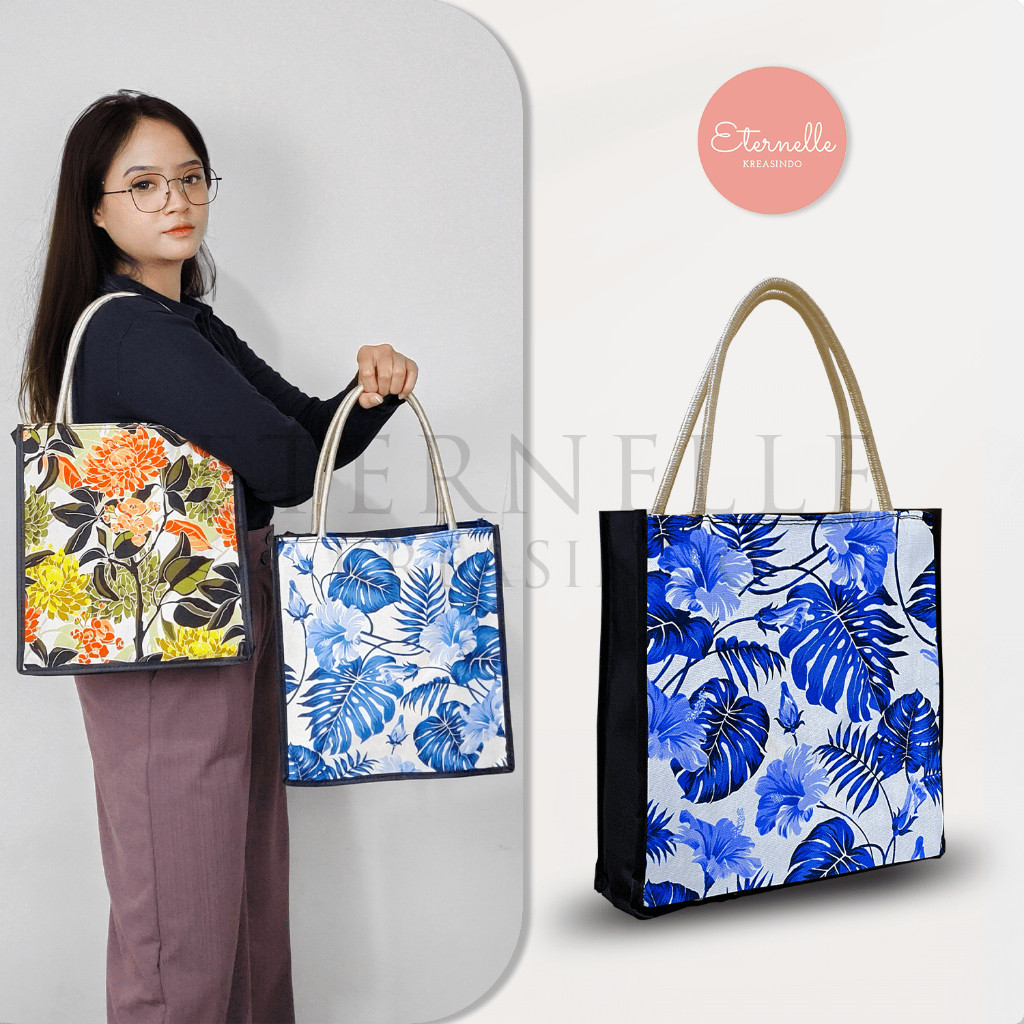 StarrOne1 [100% FOTO ASLI] TAS JINJING KOTAK TALI SUMBU UKURAN BESAR 27x30 / TAS WANITA KANVAS KOTAK