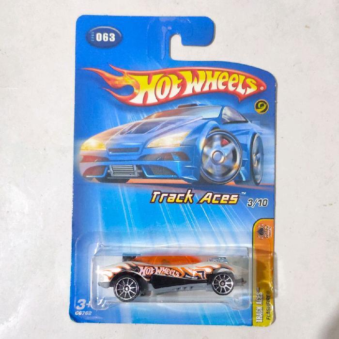 Mainan Hot Wheels Flashfire putih 2005 Track Aces blue card rare