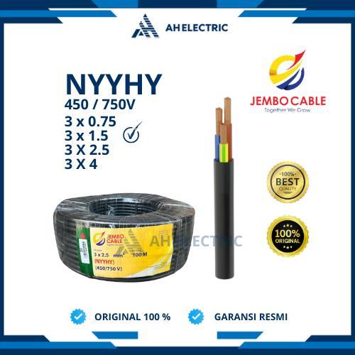 Jembo Kabel Serabut NYYHY 3x1.5 mm / 3 x 1.5 mm / 3x1,5 mm / 3 x 1,5 mm | 1 Roll 25 Meter / 50 Meter