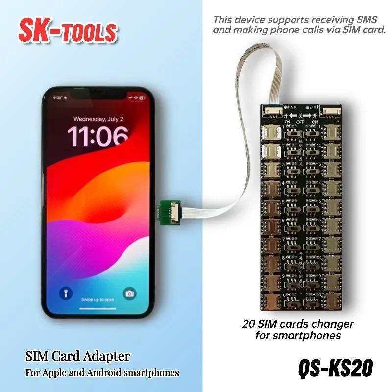 Card Changer Multi SIM Card Reader with 20 Slots SIM Card Adapter Android Apple Universal 20 Expansi