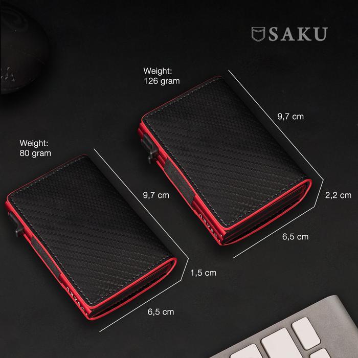Promo Ramadhan SAKU Dompet Kartu Pria Wanita Smart Wallet Card Holder RFID Carbon - Blue, Single