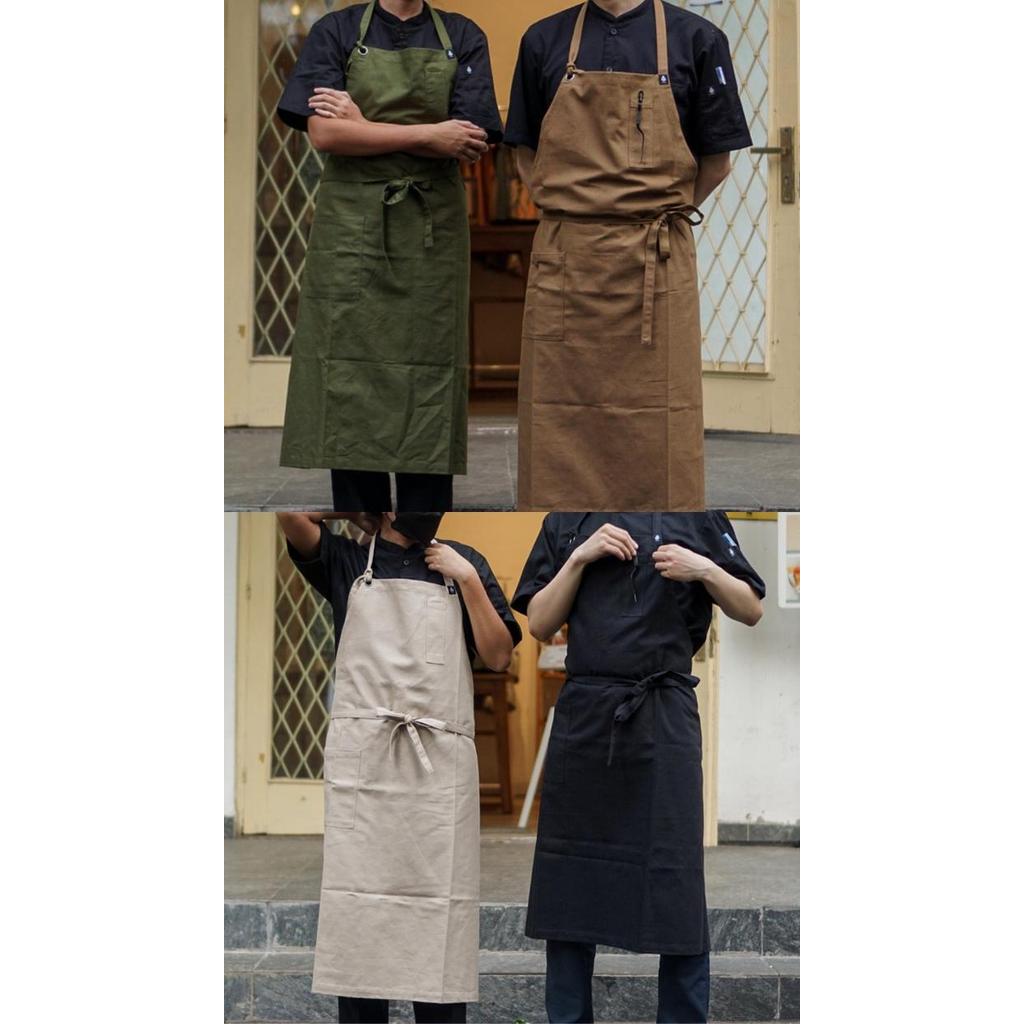Promo Casual Canvas Apron / Chef Apron / Kitchen Apron/Aksara Apron/Celemek - Black