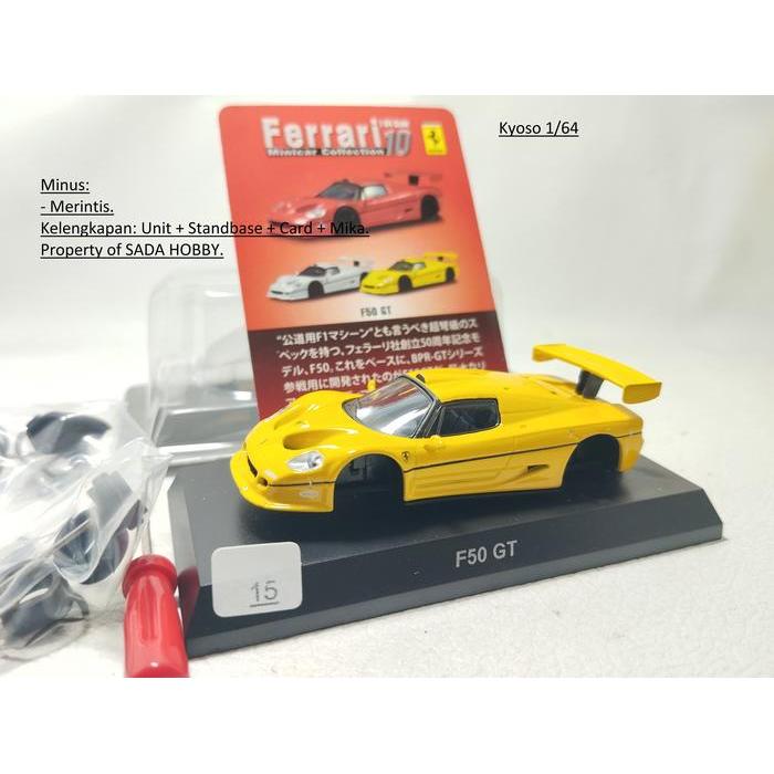 Kyosho Diecast Ferrari F50 GT Yellow Kuning 1/64 No Box Kondisi Sesuai Foto & Tulisan di Foto Dcast