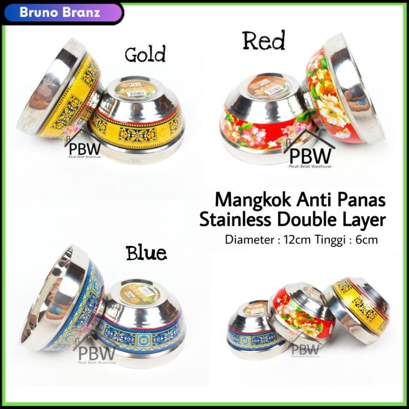 PROMO MURAH Mangkok Anti Panas Stainless Motif / Mangkok Double Layer Stainless / Mangkok MPASI