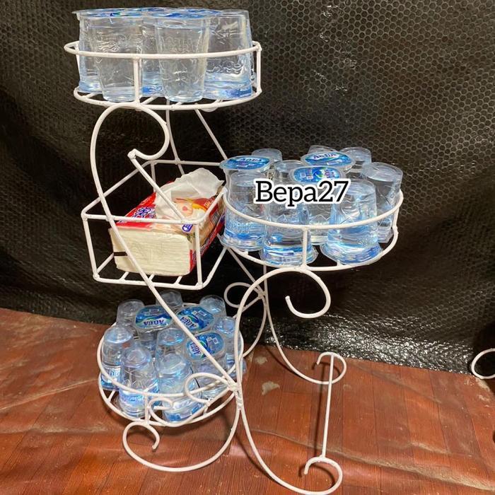 Rak Aqua Lebaran Rak Minuman Lebaran Rak Serbaguna Tempat Aqua Wadah Aqua Gelas Putih - Rak Aqua 1, 