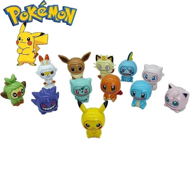 Pokemon Anime Genuine Pikau Bulbasaur Pokeball Model Set Eevee Gengar Mewtwo Action Figure Face-angi