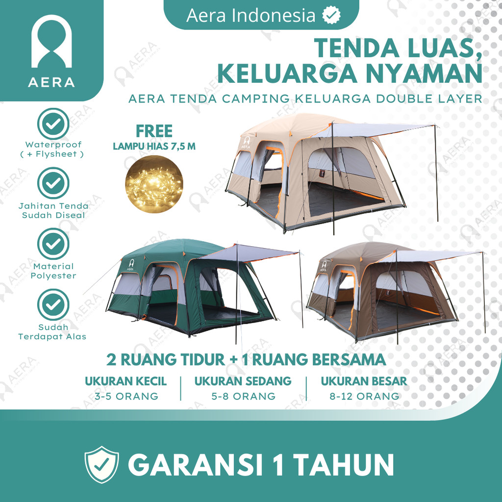 TENDA CAMPING KELUARGA  3 - 4 ORANG | 5 - 8 ORANG | 8 - 12 ORANG | TENDA CAMPING 2 RUANG ANTI UV | T
