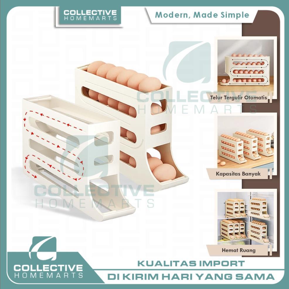 Rak Telur 4 Tingkat Susun Plastik Keranjang Penyimpanan Telor Ayam Bebek Untuk Dapur Hunian Modern [