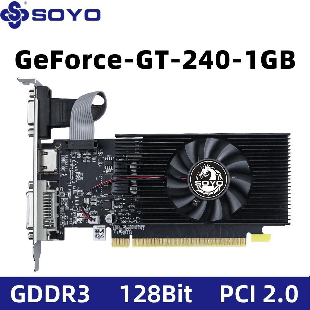 SOYO NVIA GPU GT 240 1G Graphics Card DDR3 128Bit 40nm Gaming Video Cards Desktop Computer component