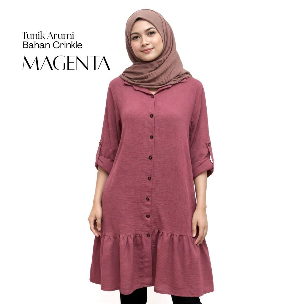 PIK - Tunik Arumi P328 XL HQ Tunik Wanita Pakaian Fashion Muslim Bahan Crinkle Jatoh Adem