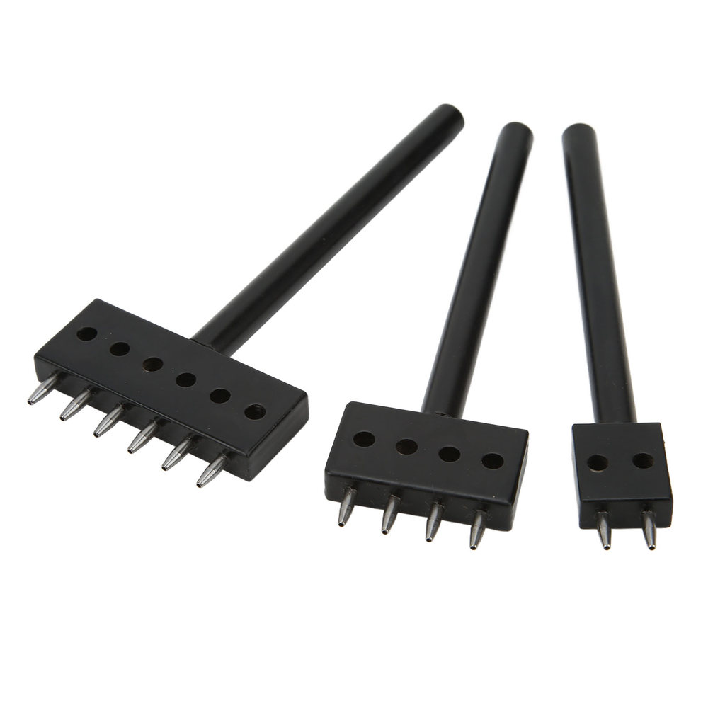 3Pcs Leather Prong Punch Steel with Heat Treatment for Wear Resistance Quick Punching Chisel for Bel