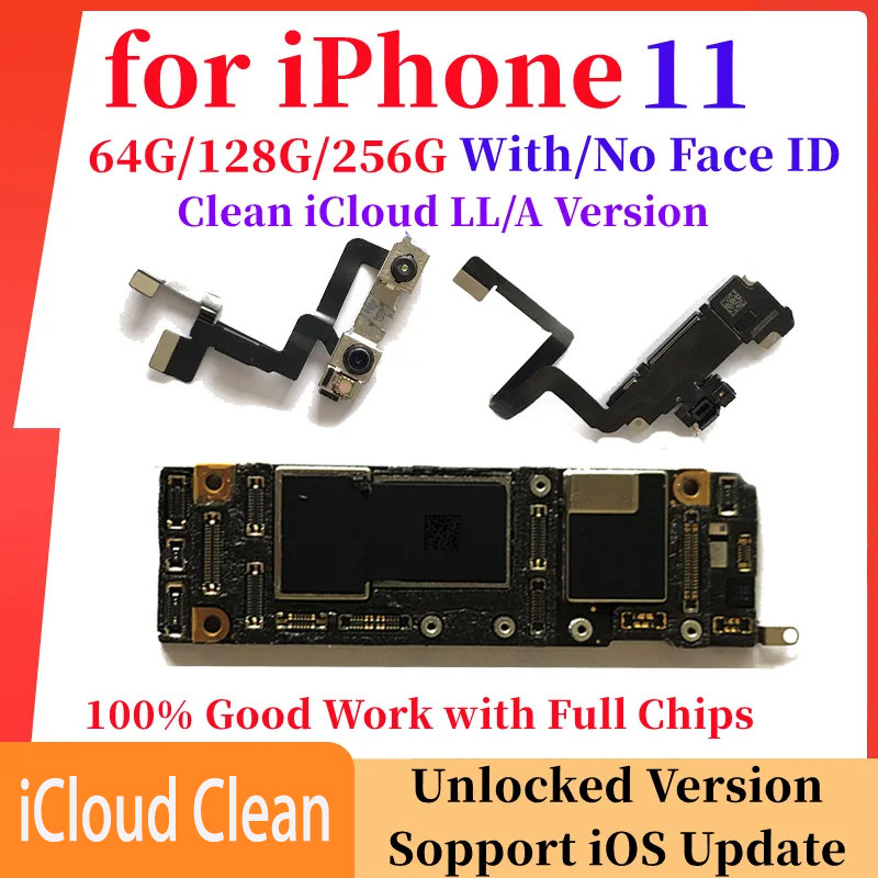 Free iCloud For IPhone 11 Pro Max Motherboard With Face ID Support Update Full ips Working Unlocked 