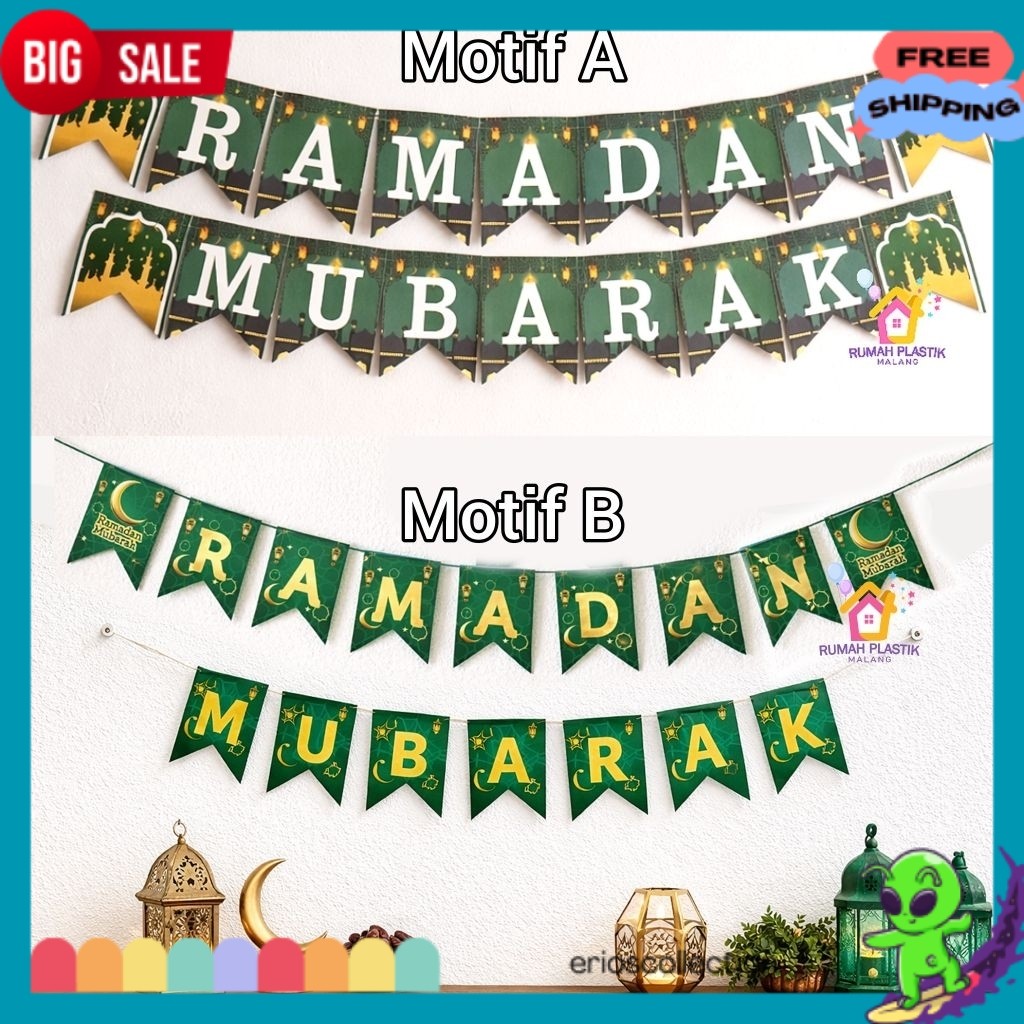 EC FLAG RAMADAN MUBARAK  kertas gantung banner ramadhan puasa lebaran eid idul fitri hiasan hias dek