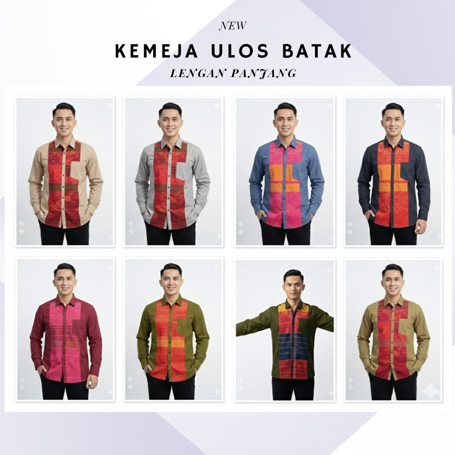 Pria Lengan Panjang Kemeja Pria Lengan Panjang / Kemeja Ulos Batak / Kemeja Etnik Tenun Batak / R O 