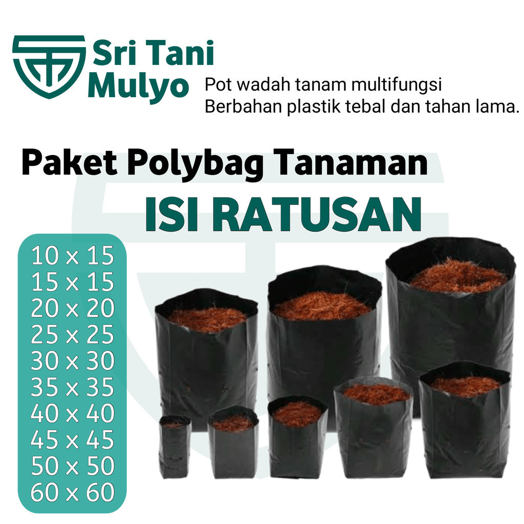 Per Pack  Polybag Tanaman Tebal -Paket Plastik Polibag 10x12 15x15 20x20 25x25 30x30 35x35 40x40 50x