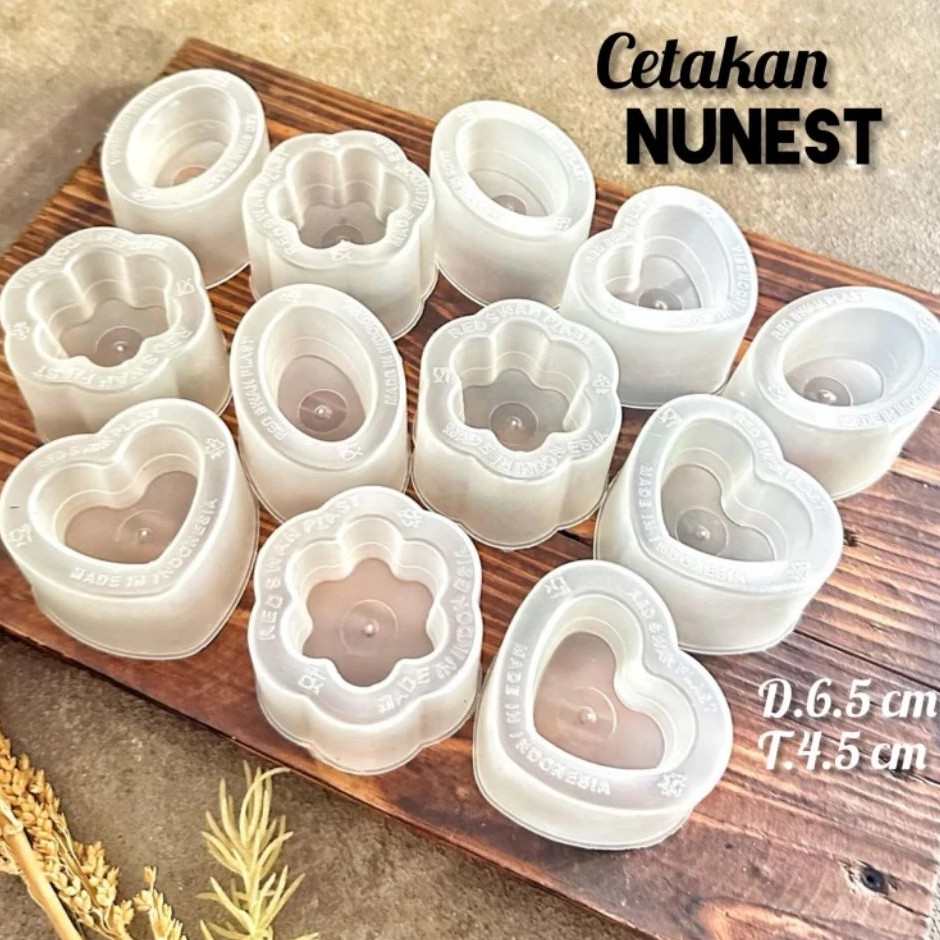 [Isi 12] Cetakan Kue Kotak Lingkaran Bulat Bintang Bunga Hati Oval Nest Set Plastik 6.5 cm / Cetakan