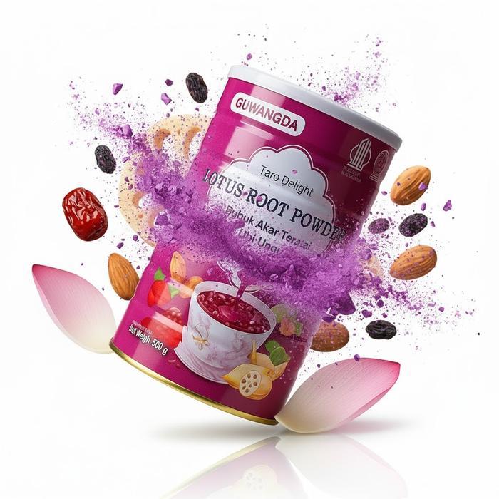 GUWANGDA Oufen Lotus Root Powder Bubuk Akar Teratai Ubi Ungu Almond 500g Minuman Manis Kurma Merah R