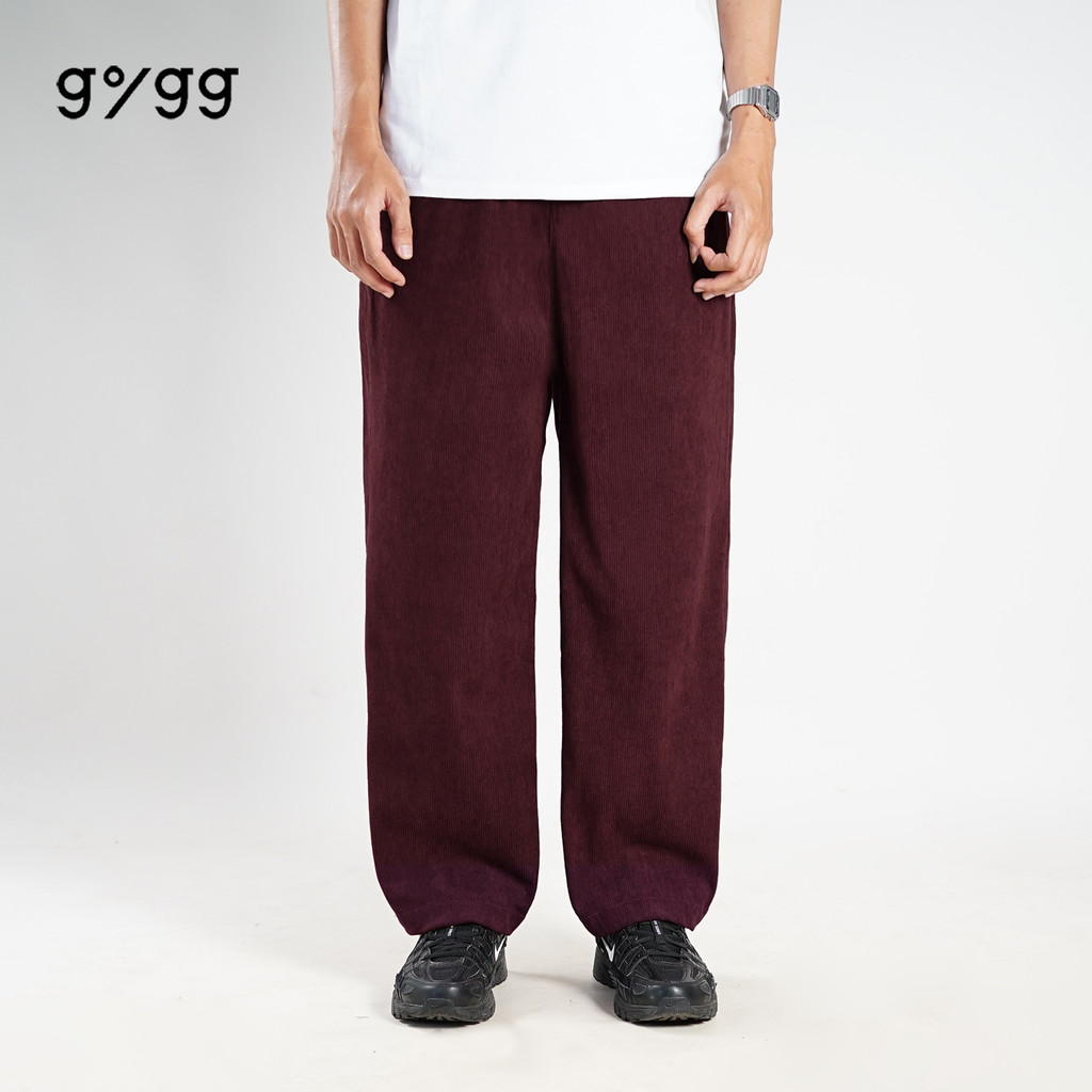 Gigg - Saggy - Celana Panjang Corduroy Maroon Pria - Celana Loose Fit Corduroi - Pants Cowok
