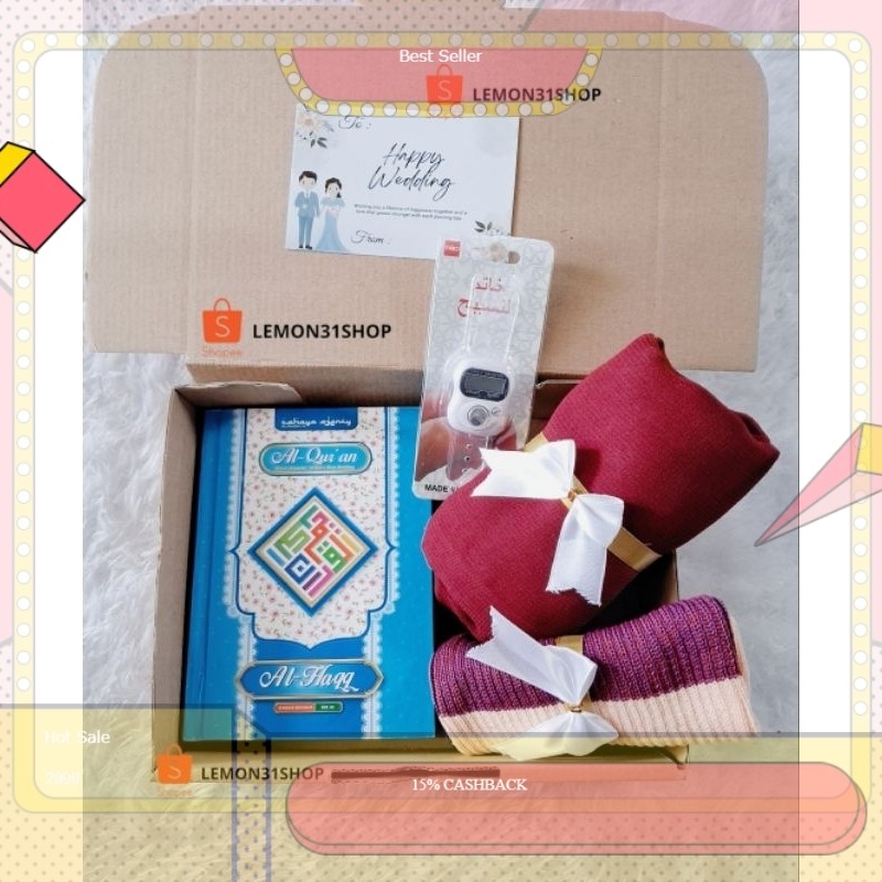 HAMPERS PARCEL SOUVENIR PENGAJIAN PERNIKAHAN UMROH KHITAN ALQURAN A6 ALQURAN A7 CIPUT JILBAB SEGIEMP