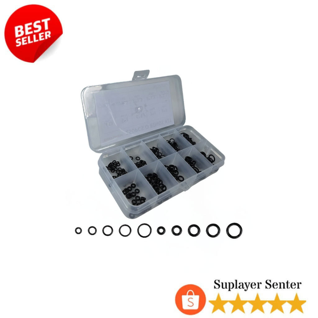 250 PCS Karet O-Ring Seal Kit Set Karet Seal O Ring Rubber Seal Tightening
