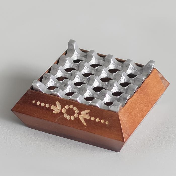 ASBAK KOTAK KAYU + ALUMUNIUM | ASBAK SIZE L | ASBAK KOTAK KAYU LANCIP