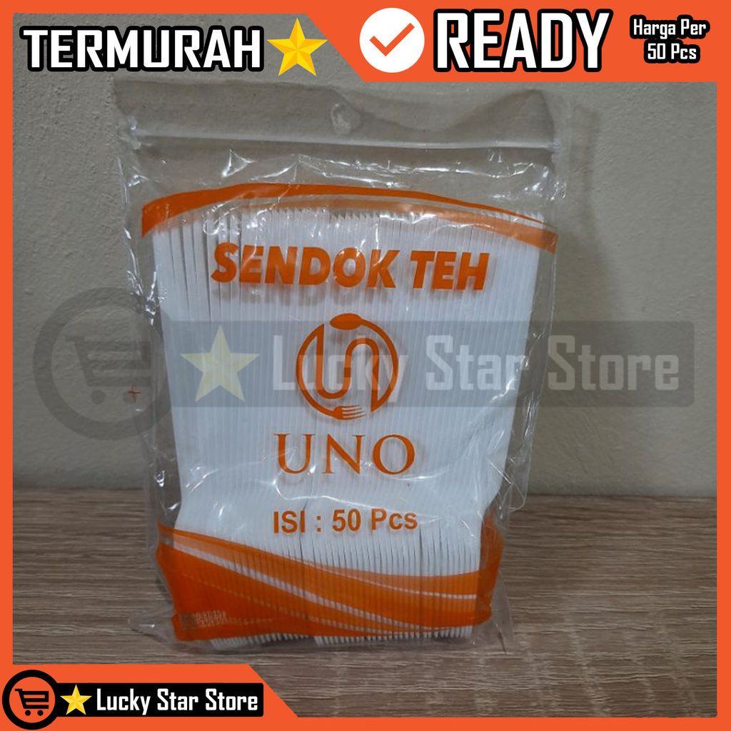 50 Pcs Sendok Teh Plastik Eskrim STG Bening Putih Susu Transparan Puding Cake Es Krim Pelastik Jelly
