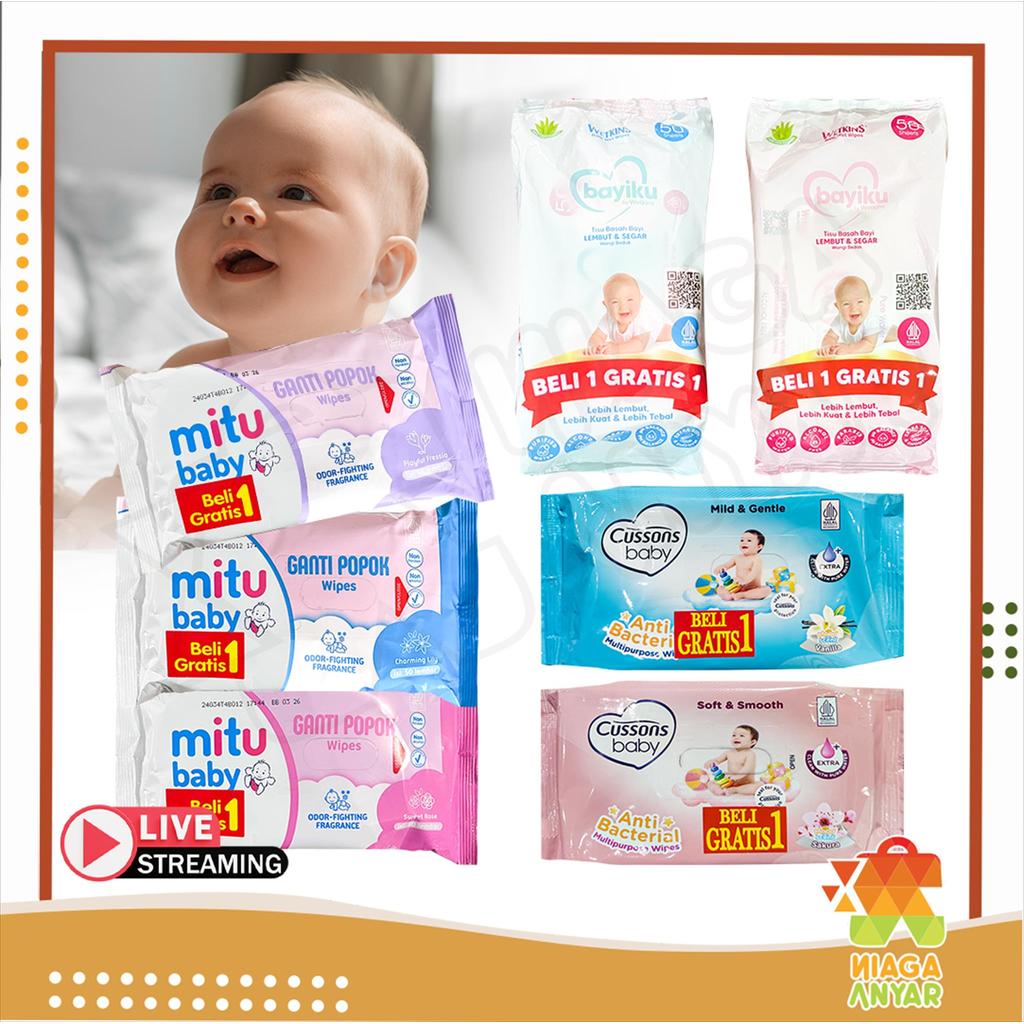NAS Baby Tissue Basah Beli 1 Gratis 1 / Wet Baby Wipes 45 50 Sheets Tisue Basah Bayi Buy 1 Get 1 / T