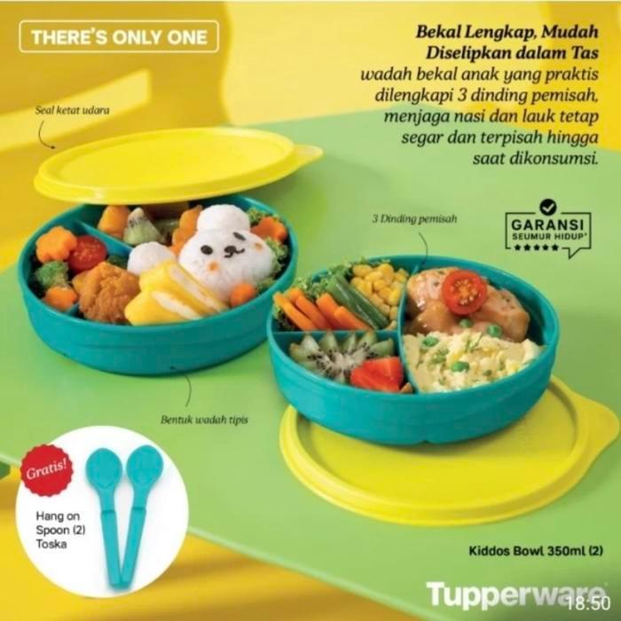 New Collection Tempat makan Anak Tupperware Kiddos Lunch set 400ml & sendok garpu - 1 pc Bowl+Spoon