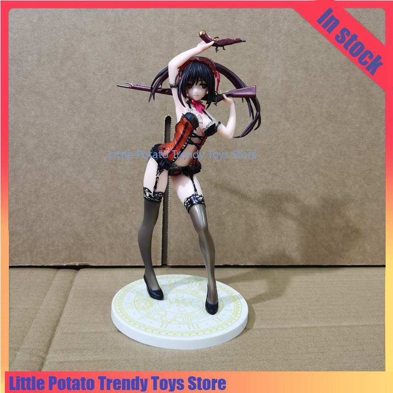 A Live Tokisaki Kurumi 21cm Hot Red Dress Girl Stand Battle Scene Anime Figure High Quality Pvc Desk