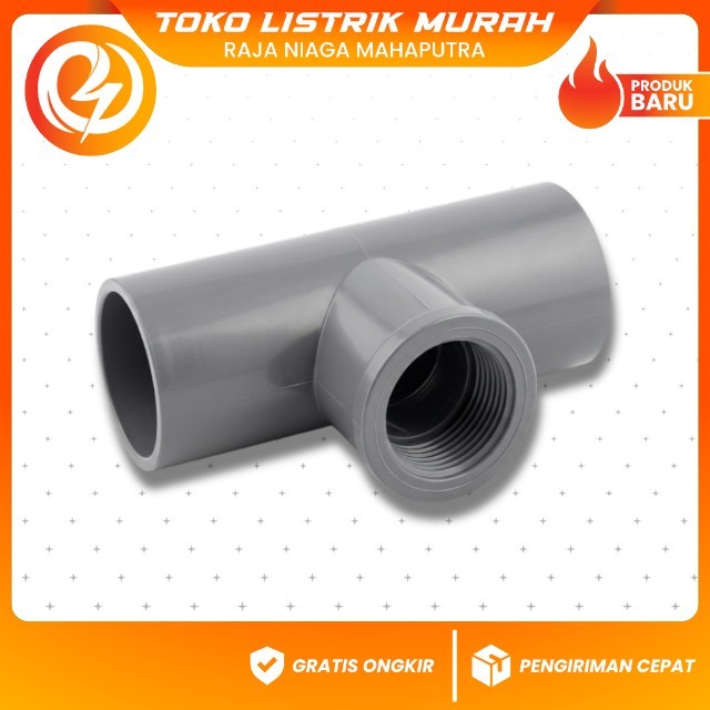 Pralon Tee Drat Dalam 1/2 Inch PVC – Sambungan T Faucet untuk Kran Air, Kuat & Presisi