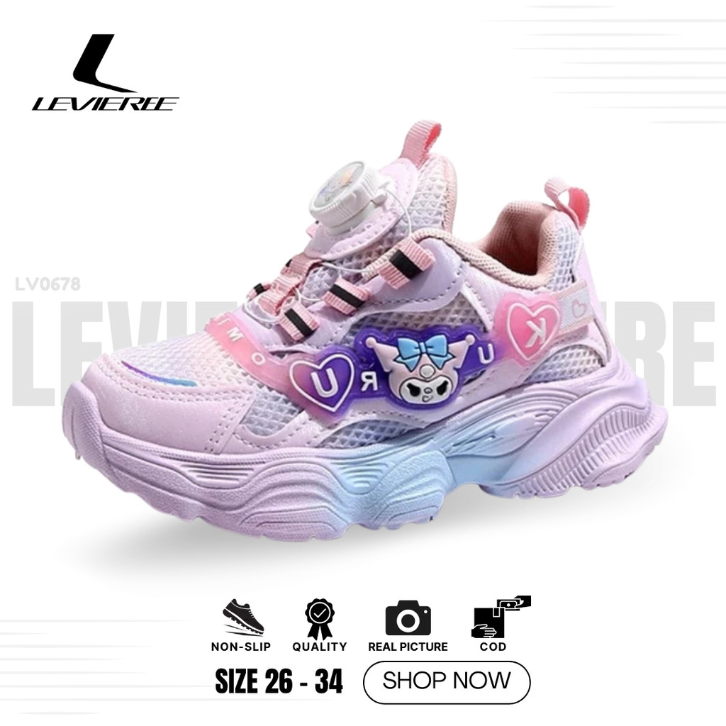 LVR Eunbi SIZE 26-34 Sepatu Anak Perempuan Kuromi Led Sneakers Casual Anak NO BOX LV0678