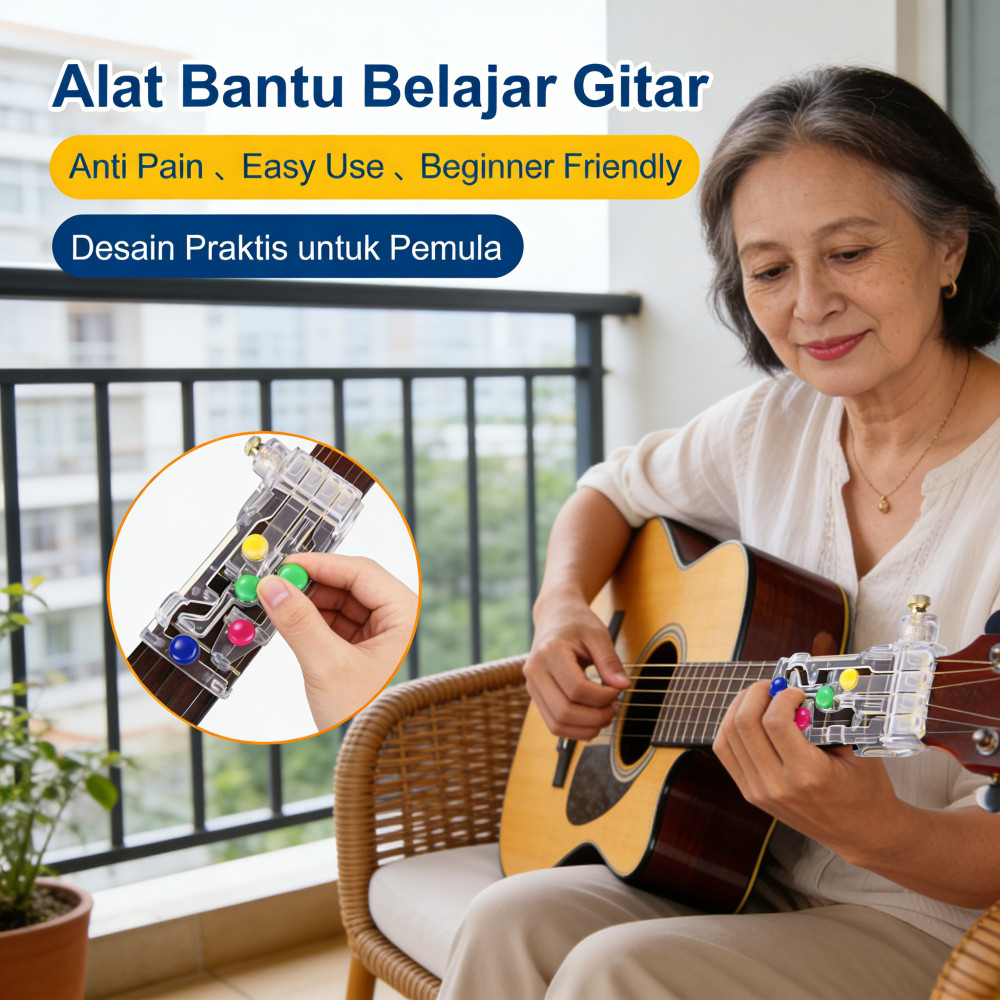 Guitar Assistant Button Aid Chord Buddy Gitar Anti Pain Tombol Alat Belajar Pengajaran