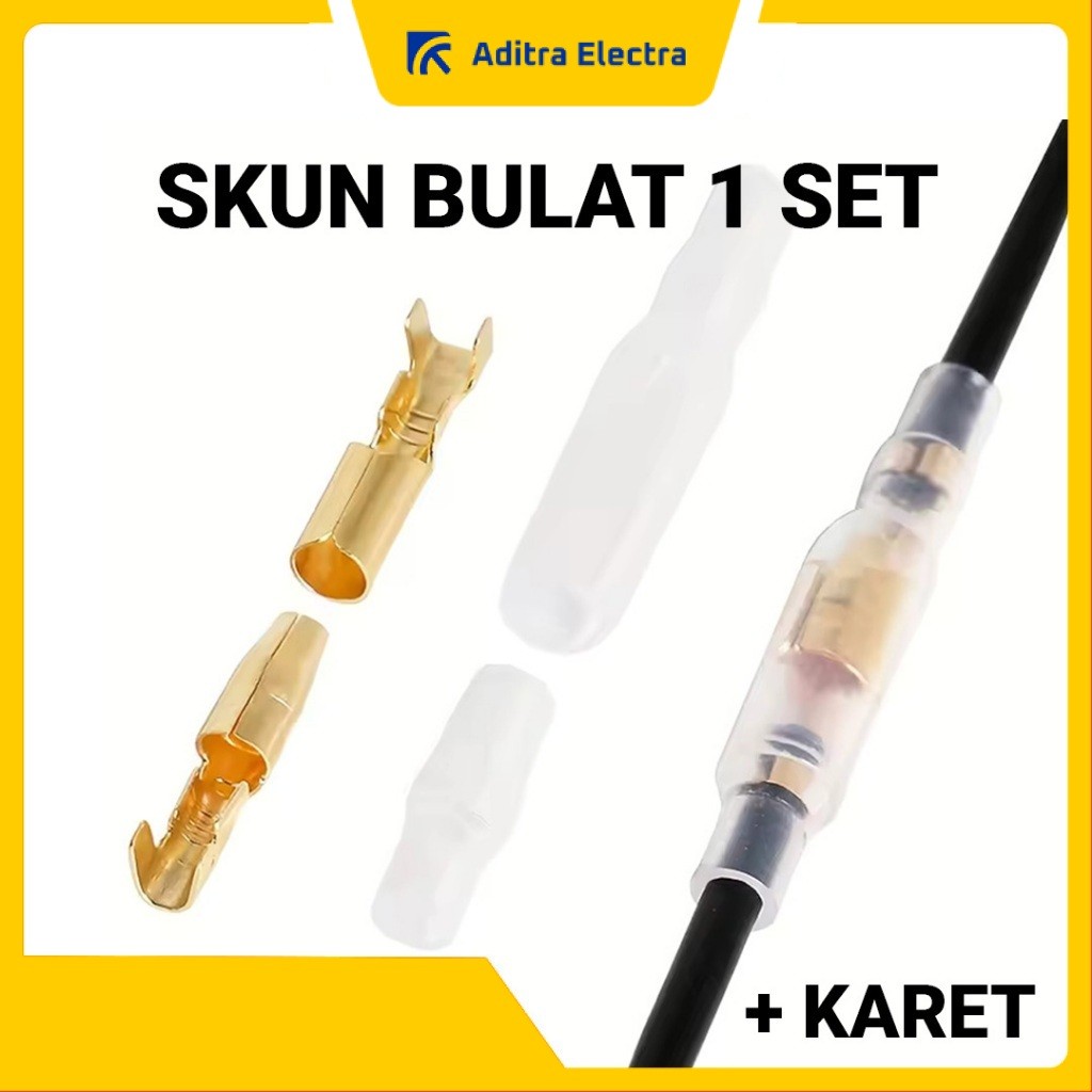 Skun Kabel Bulat 4mm Male Female 1 set + Karet