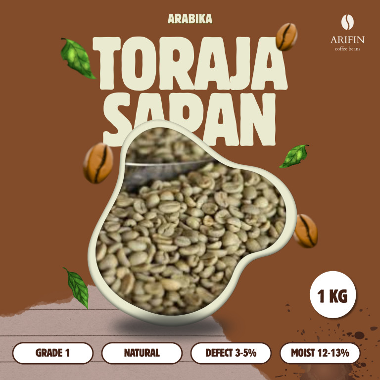 Grade 1 Natural Toraja Sapan Green Beans | Biji Kopi Mentah
