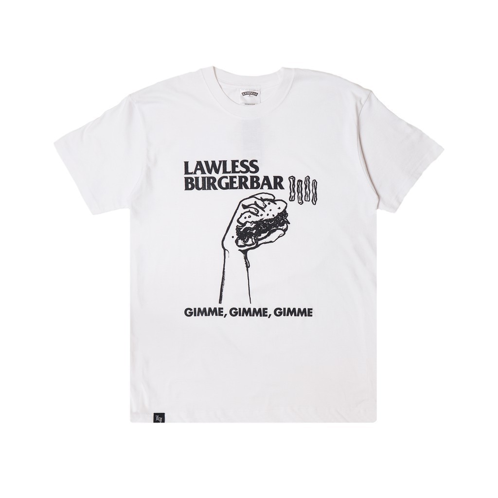 [spot] Lawless Burgerbar - Gimme Gimme Tshirt - White Short Sleeved Kaos Pendek Lengan