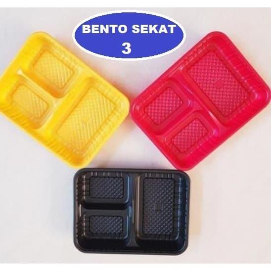 niana mart MIKA BENTO / KOTAK BENTO / TRAY BENTO / BOX BENTO SEKAT 3+TUTUP GROSIR - Hitam