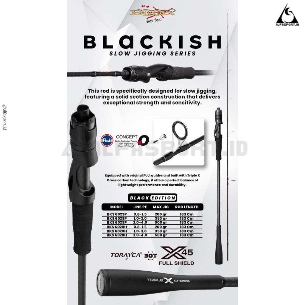 AlfaSport.Id Joran Pancing BLOOD-X Blackish Mancing Jigging Laut Spinning Overhead Saltwater