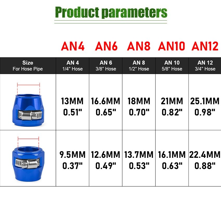 ZENID Aluminium Klem Selang Bensin Hose Clamp Selang Bensin Klem Selang CNC AN4/AN6/AN8/AN10/AN12