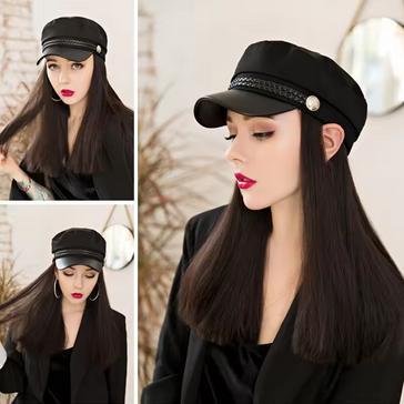 DVY - Topi Kulit Fashion Wanita Korea Leather Vintage Baret Retro Hitam