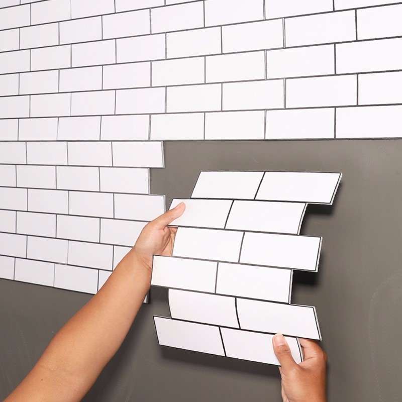 3D Peel and Stick White Subway Wall Tile Sticker Wallpaper Backsplash Of Kiten Wall Tile Stickers Pe