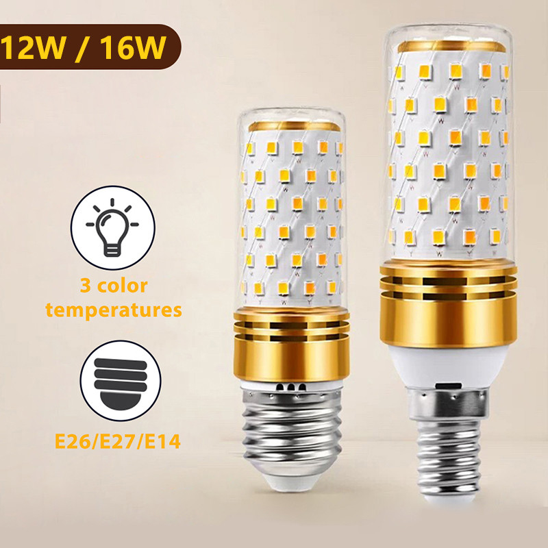 Lampu LED 12W 16W 3000K 4000K 6000K 3CCT E14 E27 E26 110V-240V Corn Bulb 360° Pencahayaan lampu LED 