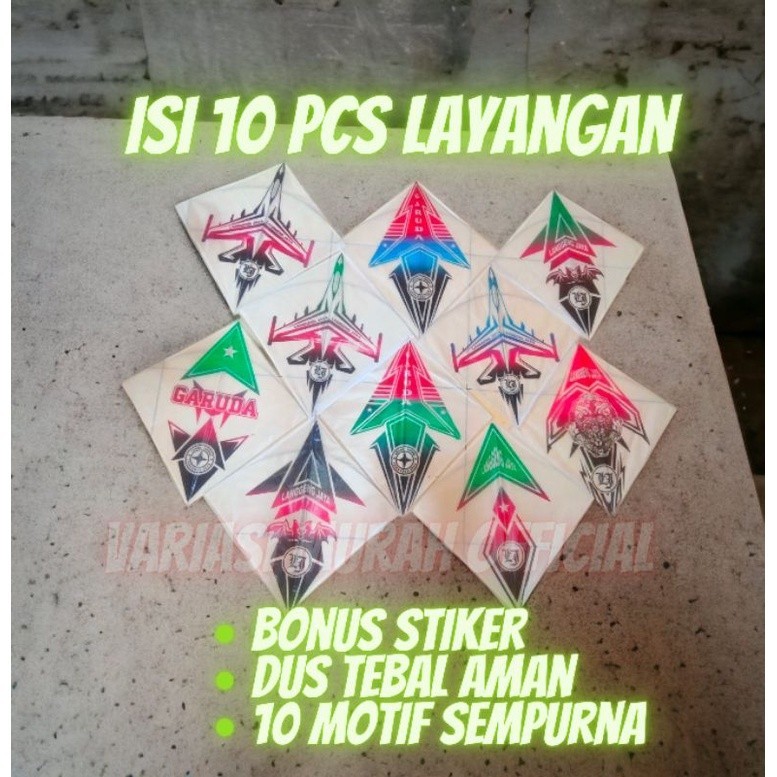 10pcs Layangan Sukhoi (GROSIR) Standar Arku Lurus Apus