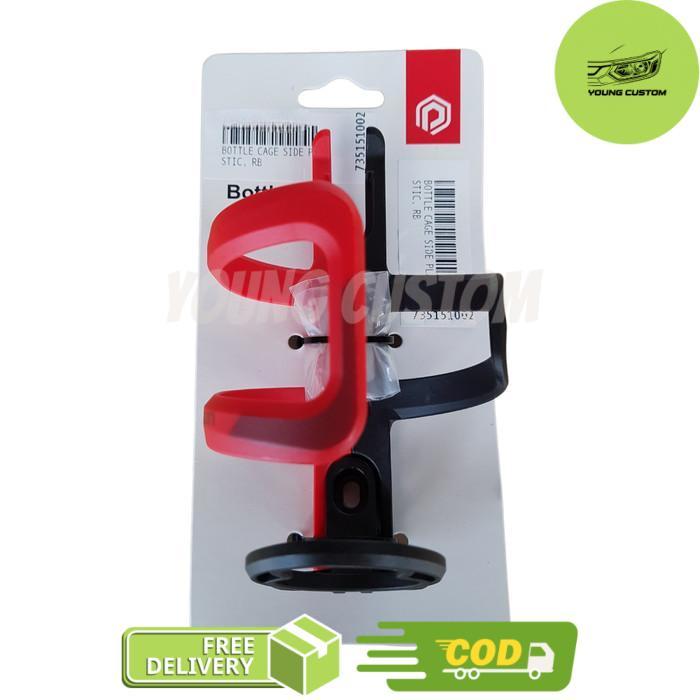 Polygon Cagak Botol Sepeda Side Plastic - Botol Air Minum Bersepeda Hitam Merah Bahan Plastik Dengan