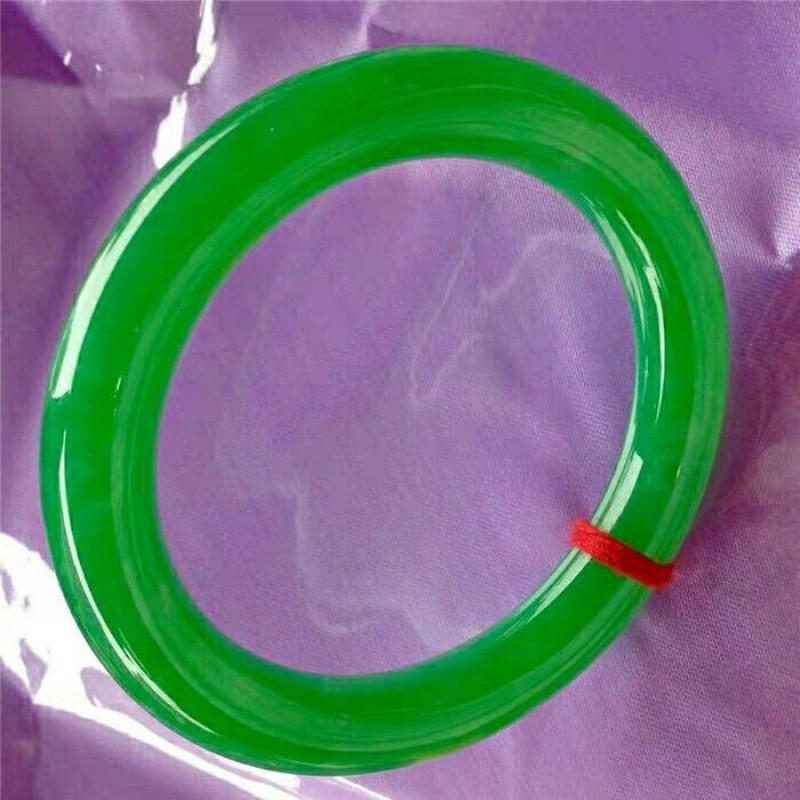 Gelang giok jadeite grosir licin dan halus hijau pekat model bulat untuk wanita gaya selir bangsawan