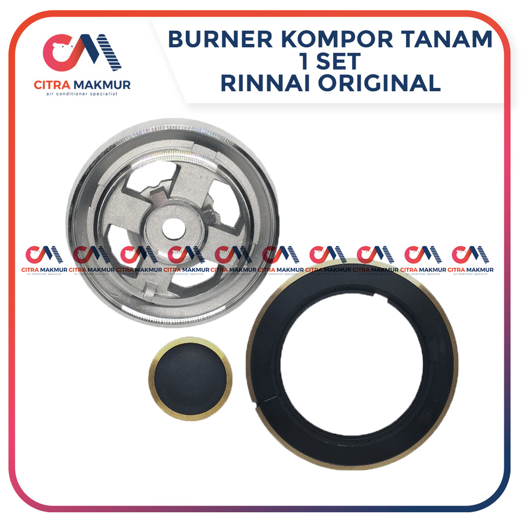 Burner Set Kompor Tanam Rinnai Original Dudukan Kepala Api Besi Kuningan Ring 1 Set Simmer Head