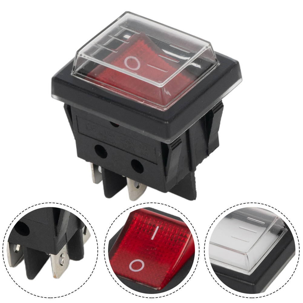 1 buah Saklar Rocker MERAH 2 Posisi 4 Pin Saklar POWER PUMP ON OFF Saklar Rocker Berlampu Pengganti 